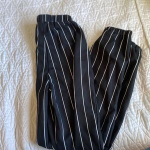 black and white striped pants